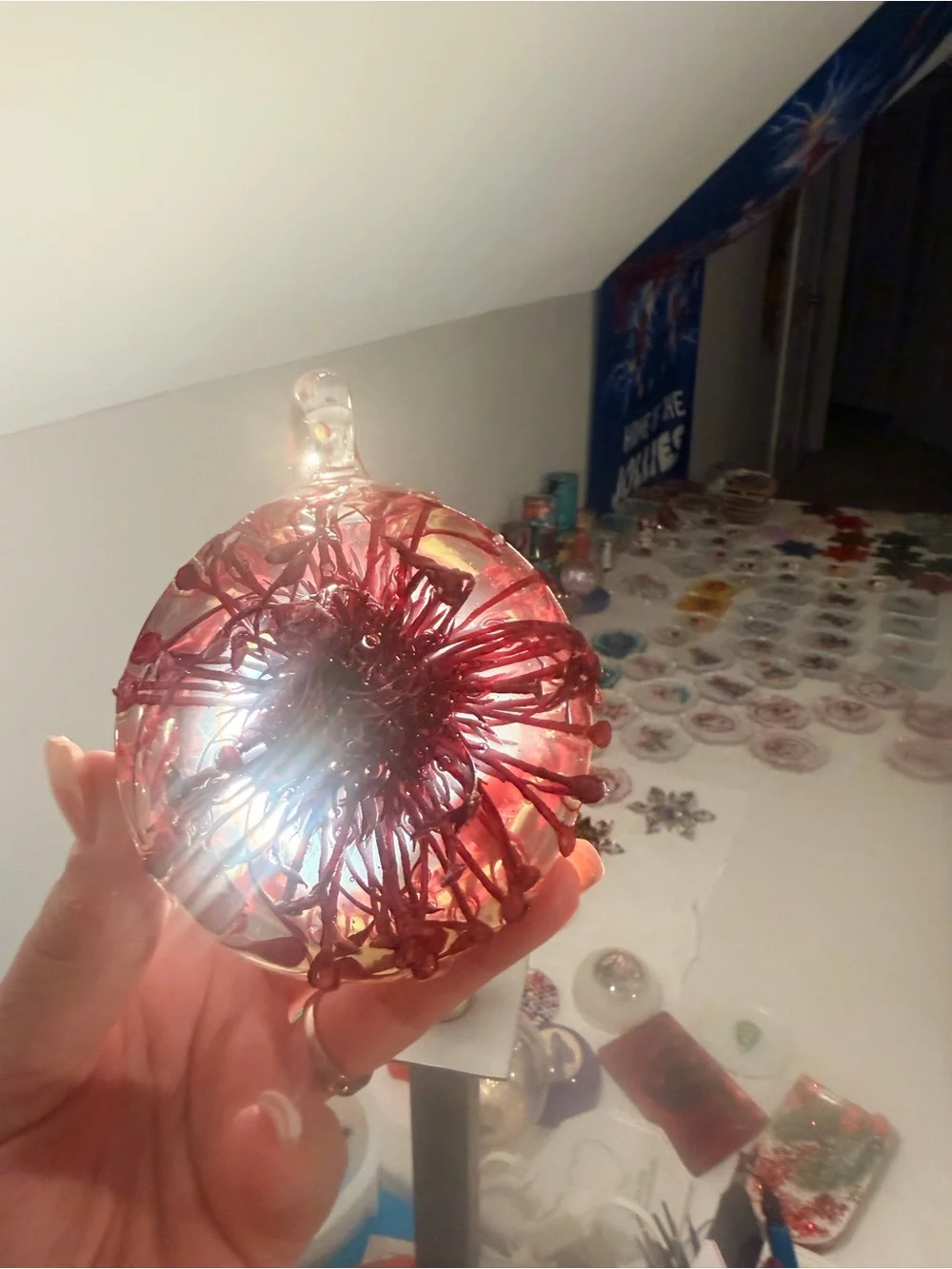 Red Handmade resin  Holiday Ornament - Unbranded